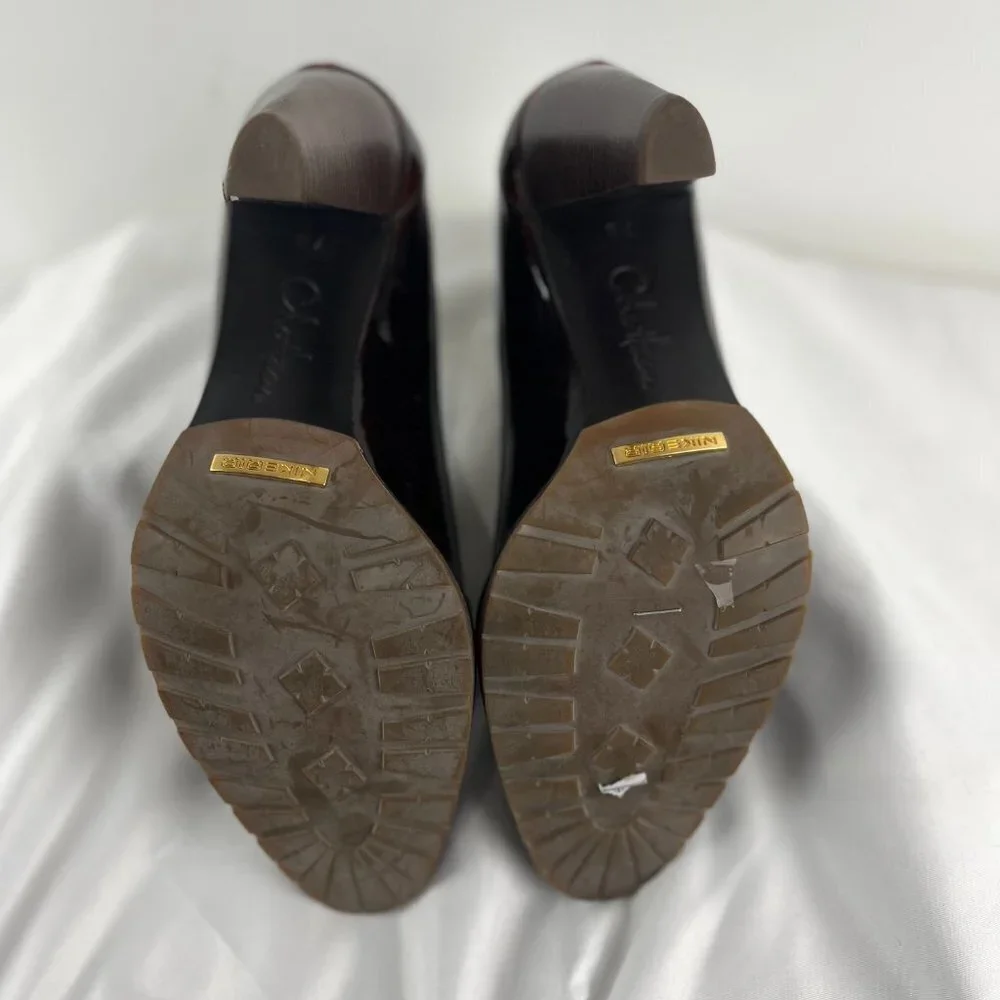 Cole Haan Nike Air Brown Patent Leather Penny Loafer High Heels - Picture 3 of 6
